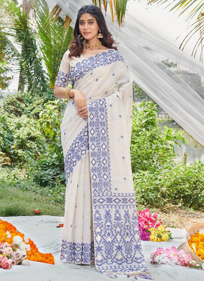 Cotton Blue Traditional Wear Digital Printed Saree